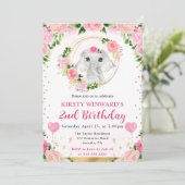 水彩可愛いジャングルエレファント子供の誕生日 招待状 (スタンド正面)