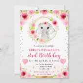 水彩可愛いジャングルエレファント子供の誕生日 招待状 (正面)