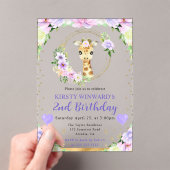 水彩可愛いジャングルキリン子供の誕生日 アクリル招待状 (インサイチュ (ポータブル))