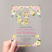 水彩可愛いジャングルキリン子供の誕生日 アクリル招待状 (インサイチュ (ポータブル))