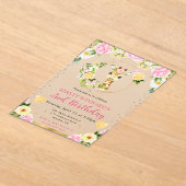 水彩可愛いジャングルキリン子供の誕生日 アクリル招待状 (レイダウン)