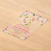 水彩可愛いジャングルキリン子供の誕生日 アクリル招待状 (レイダウン)