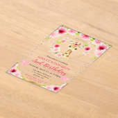 水彩可愛いジャングルキリン子供の誕生日 アクリル招待状 (レイダウン)