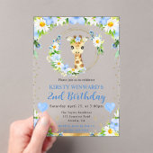 水彩可愛いジャングルキリン子供の誕生日 アクリル招待状 (インサイチュ (ポータブル))