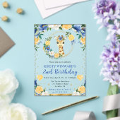 水彩可愛いジャングルキリン子供の誕生日 アクリル招待状 (インサイチュ (ウェディング))