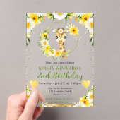 水彩可愛いジャングルキリン子供の誕生日 アクリル招待状 (インサイチュ (ポータブル))