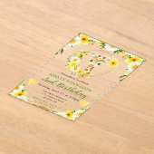 水彩可愛いジャングルキリン子供の誕生日 アクリル招待状 (レイダウン)