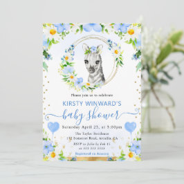 水彩可愛いジャングルゼブラベビーシャワー 招待状