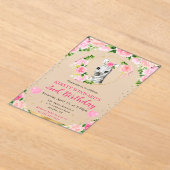 水彩可愛いジャングルゼブラ子供の誕生日 アクリル招待状 (レイダウン)