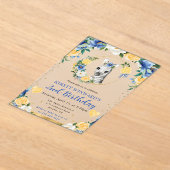 水彩可愛いジャングルゼブラ子供の誕生日 アクリル招待状 (レイダウン)