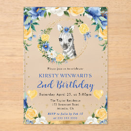 水彩可愛いジャングルゼブラ子供の誕生日 アクリル招待状