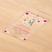 水彩可愛いジャングルゼブラ子供の誕生日 アクリル招待状 (レイダウン)