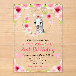 水彩可愛いジャングルゼブラ子供の誕生日 アクリル招待状