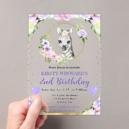 水彩可愛いジャングルゼブラ子供の誕生日 アクリル招待状