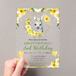 水彩可愛いジャングルゼブラ子供の誕生日 アクリル招待状