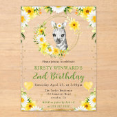 水彩可愛いジャングルゼブラ子供の誕生日 アクリル招待状 (正面)