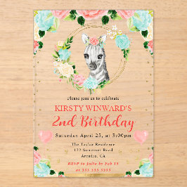 水彩可愛いジャングルゼブラ子供の誕生日 アクリル招待状