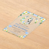 水彩可愛いジャングルゼブラ子供の誕生日 アクリル招待状 (レイダウン)