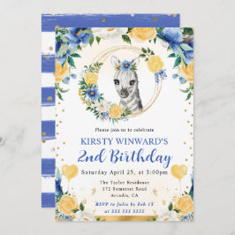 水彩可愛いジャングルゼブラ子供の誕生日 招待状