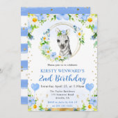 水彩可愛いジャングルゼブラ子供の誕生日 招待状 (正面/裏面)