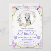 水彩可愛いジャングルゼブラ子供の誕生日 招待状 (正面)