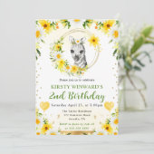 水彩可愛いジャングルゼブラ子供の誕生日 招待状 (スタンド正面)