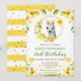 水彩可愛いジャングルゼブラ子供の誕生日 招待状