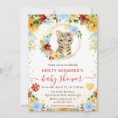 水彩可愛いジャングルタイガーベビーシャワー 招待状 (正面)