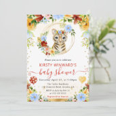 水彩可愛いジャングルタイガーベビーシャワー 招待状 (スタンド正面)