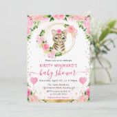 水彩可愛いジャングルタイガーベビーシャワー 招待状 (スタンド正面)