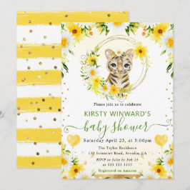 水彩可愛いジャングルタイガーベビーシャワー 招待状