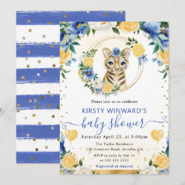 水彩可愛いジャングルタイガーベビーシャワー 招待状