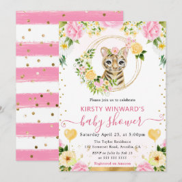 水彩可愛いジャングルタイガーベビーシャワー 招待状