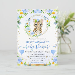 水彩可愛いジャングルタイガーベビーシャワー 招待状