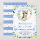 水彩可愛いジャングルタイガーベビーシャワー 招待状 (正面/裏面)