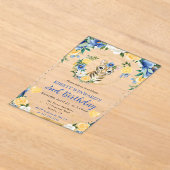 水彩可愛いジャングルタイガー子供の誕生日 アクリル招待状 (レイダウン)