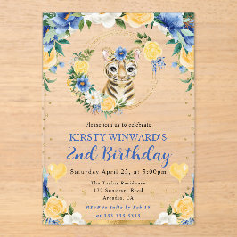 水彩可愛いジャングルタイガー子供の誕生日 アクリル招待状