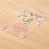 水彩可愛いジャングルタイガー子供の誕生日 アクリル招待状 (レイダウン)