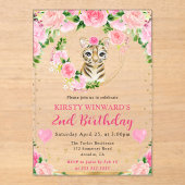 水彩可愛いジャングルタイガー子供の誕生日 アクリル招待状 (正面)