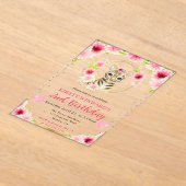 水彩可愛いジャングルタイガー子供の誕生日 アクリル招待状 (レイダウン)