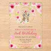 水彩可愛いジャングルタイガー子供の誕生日 アクリル招待状 (正面)