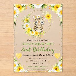 水彩可愛いジャングルタイガー子供の誕生日 アクリル招待状