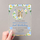 水彩可愛いジャングルタイガー子供の誕生日 アクリル招待状 (インサイチュ (ポータブル))