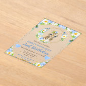 水彩可愛いジャングルタイガー子供の誕生日 アクリル招待状 (レイダウン)