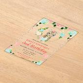 水彩可愛いジャングルタイガー子供の誕生日 アクリル招待状 (レイダウン)