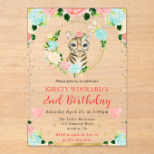 水彩可愛いジャングルタイガー子供の誕生日 アクリル招待状 (正面)