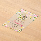 水彩可愛いジャングルタイガー子供の誕生日 アクリル招待状 (レイダウン)