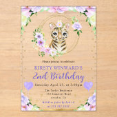 水彩可愛いジャングルタイガー子供の誕生日 アクリル招待状 (正面)