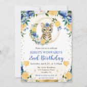 水彩可愛いジャングルタイガー子供の誕生日 招待状 (正面)