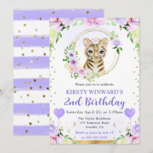 水彩可愛いジャングルタイガー子供の誕生日